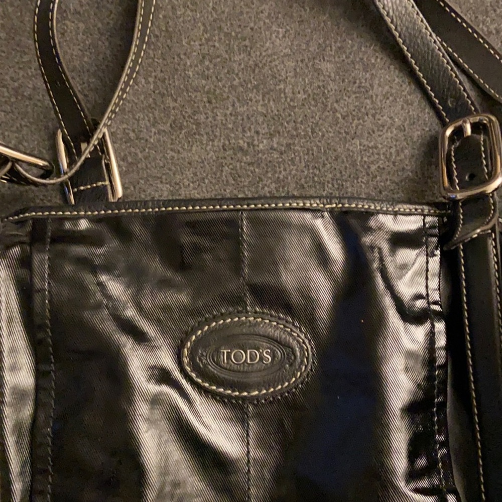 Tods black leather tote
